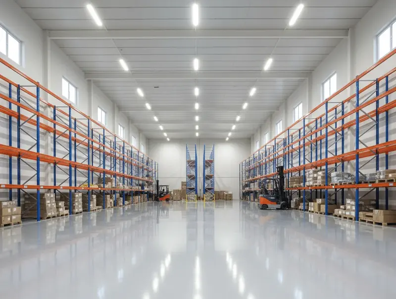 Illustration of a solid grey resin floor in a commercial space